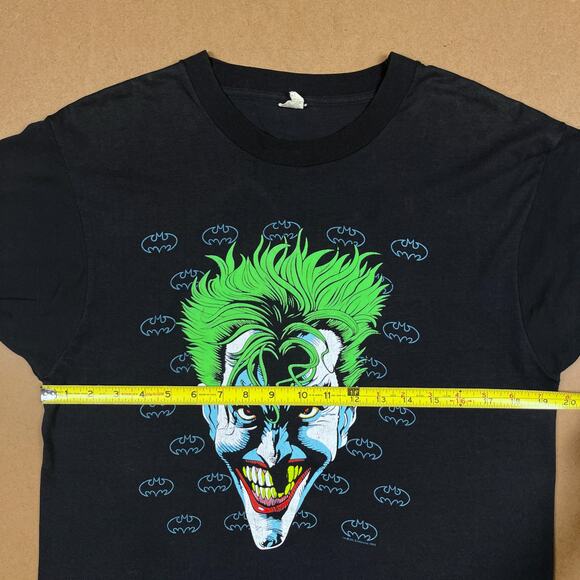 The Joker 1989 Mens Black Graphic T Shirt 80s Batman DC Comics Large Tee - Picture 9 of 14